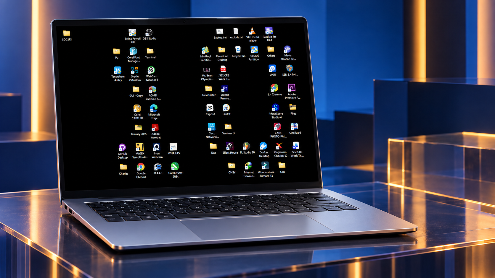 Desktop icons arranged into the number 10